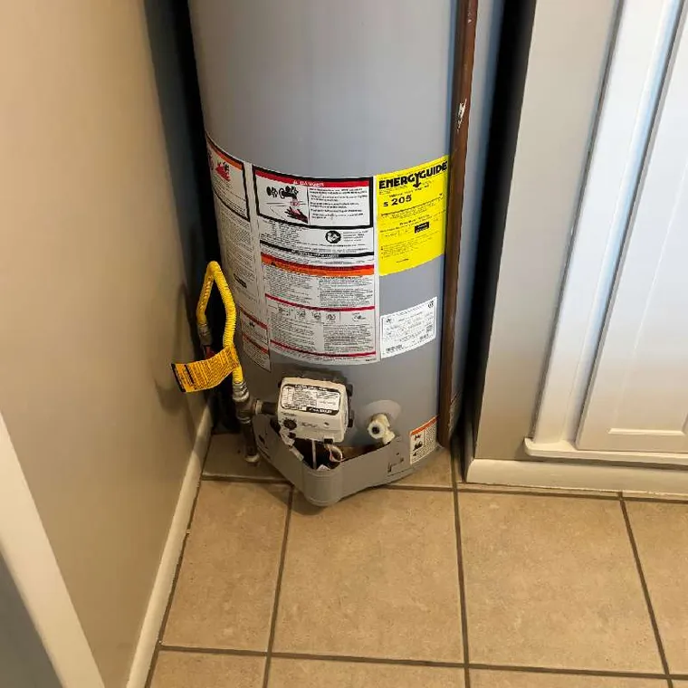 Water heater flush in Tahlequah, OK showing Envirotemp tank after removing sediment buildup during maintenance